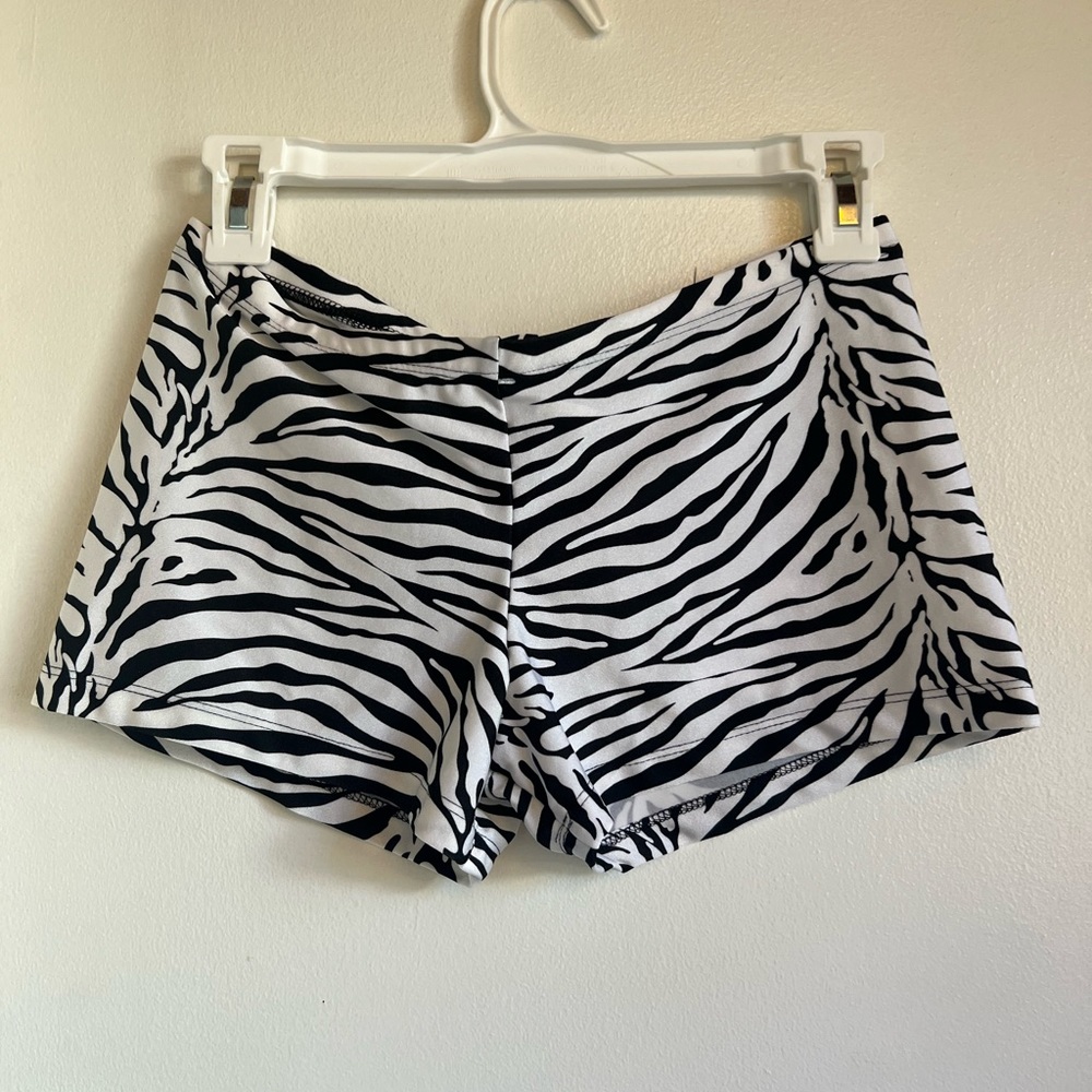 Funky Diva, child large, zebra printed, booty shorts, NWT never worn, Spandex